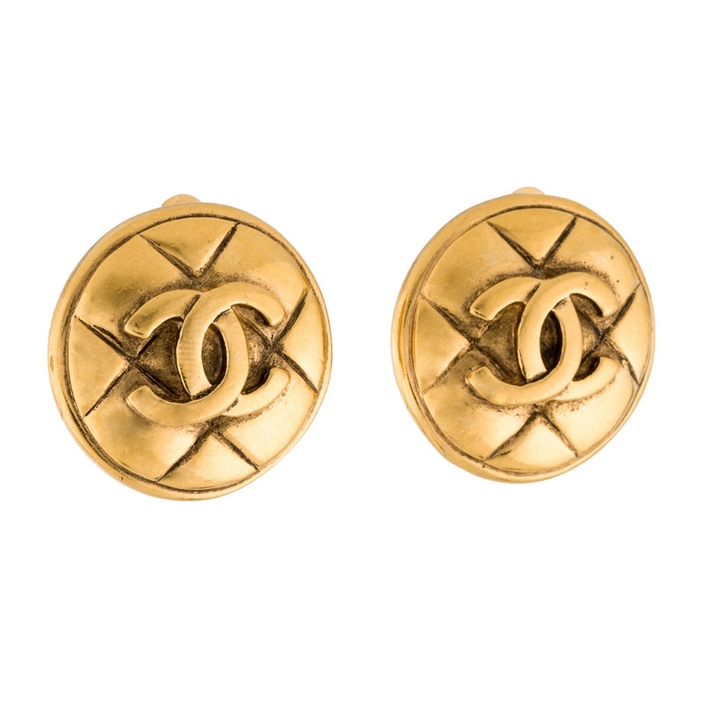 Chanel cc gold logo clip on earrings